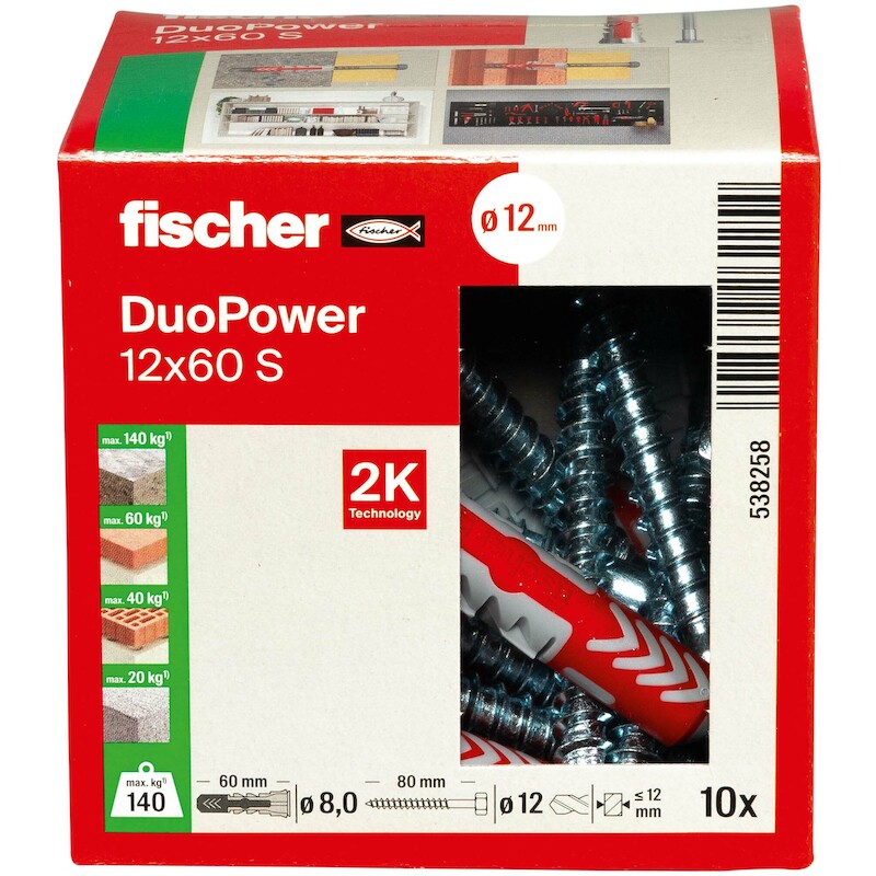 PLUG NYLON 12X60 S(+SCHROEF)DUOPOWER       FISCHER