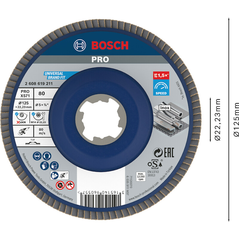 LAMELLENSCHIJF 125MM (PLAT) 2608619211 X-LOCK P80