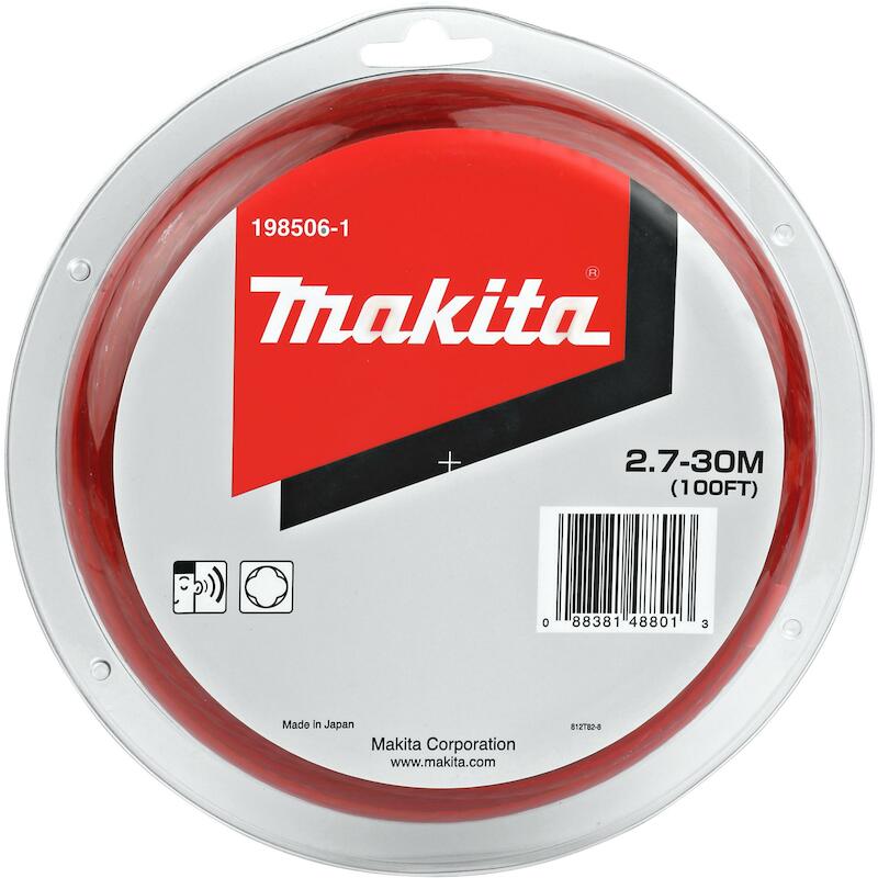 FIL NYLON EN FORME DE TRÈFLE À QUATRE FEUILLES 2,7 MM X 30 M, ROUGE - 198506-1 - MAKITA
