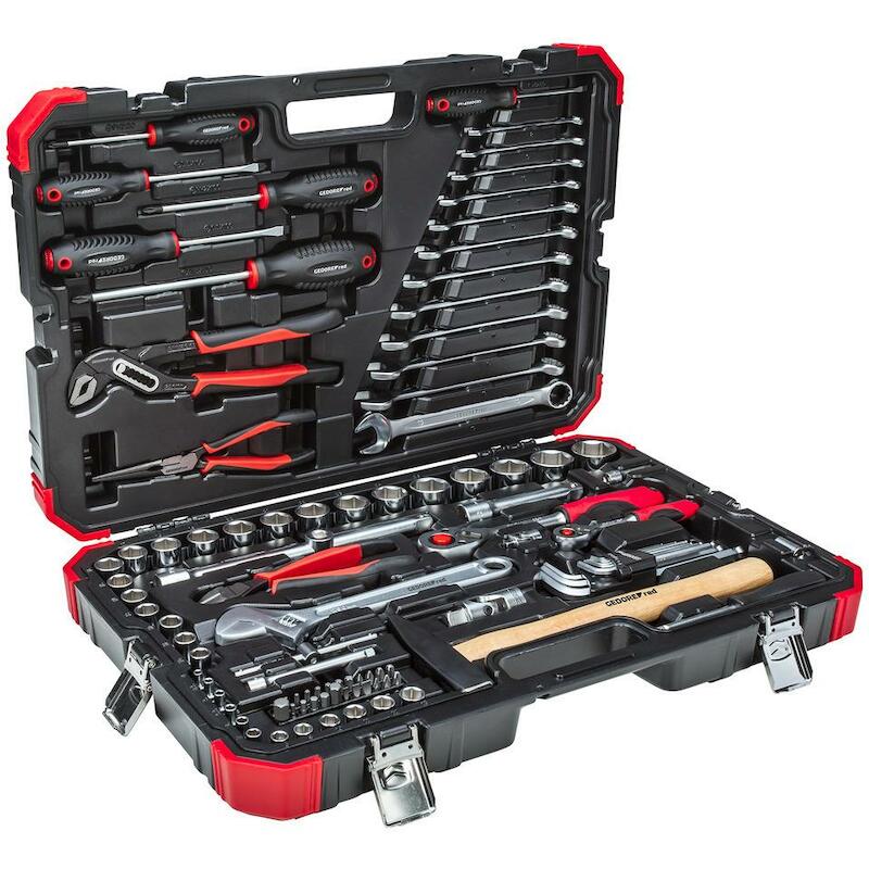 RATEL+HANDDOPPEN 1/4"+1/2"  R4600(100ST)GEDORE RED