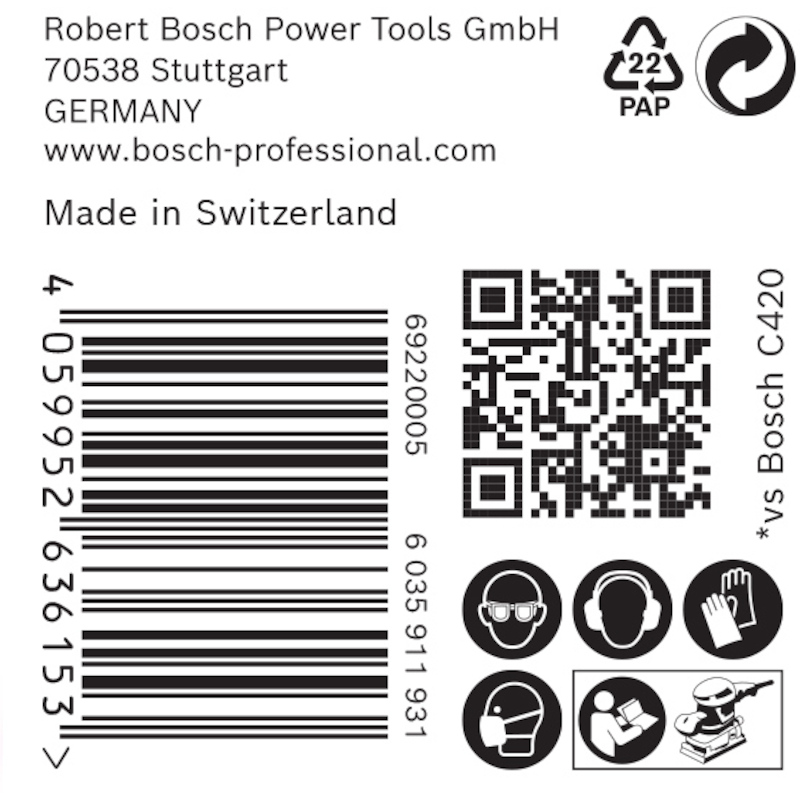 PAPIER ABRASIF 80X133MM     2608901665 P240(50PC)