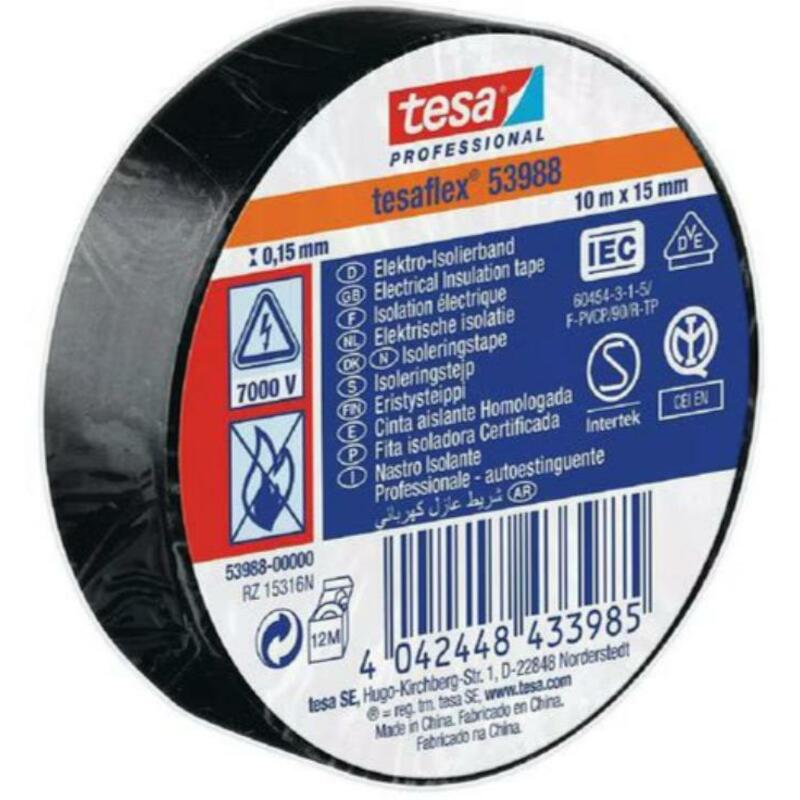 Tesa - Ruban isolant - Tesaflex 53988 - Noir - 19 mm x 33 m - 03352593