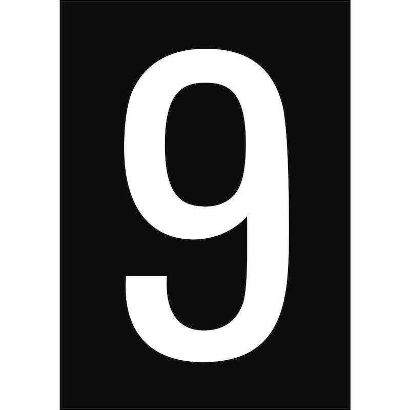 CIJFER - BRADY 911254 - '9' WIT OP ZWART 210X297 MM (1 EA)