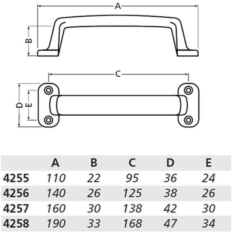 POIGNÉE DE PORTE 110MM ALU  4255-01E       HERMETA