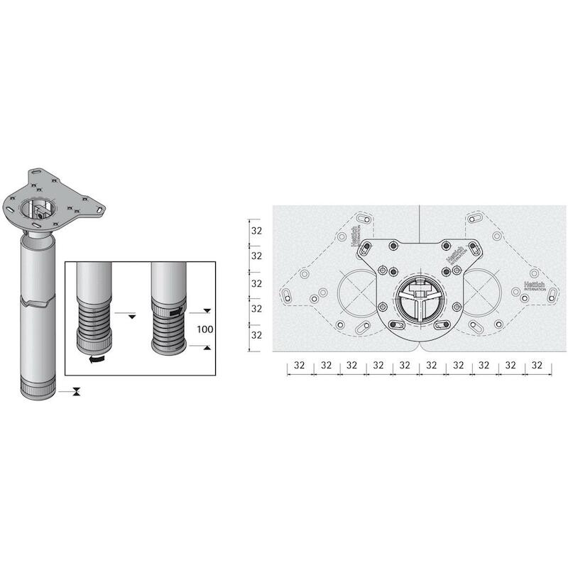 HETTICH 070211 TAFELPOOT EDELSTAAL 60MM