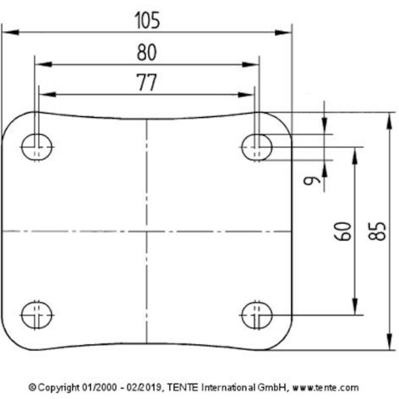 ROUE NYL. PIV/FREIN 200KG   3477-UOO-080-P62 TENTE