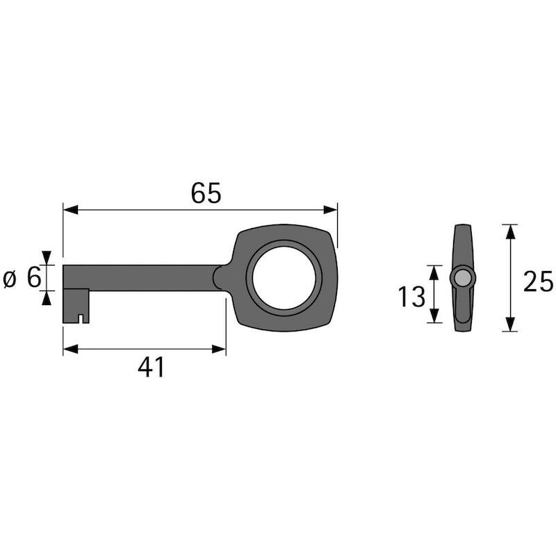 HETTICH 043888 SCHLSSSEL TYP 20. LÄNGE 65 VERNIKK.