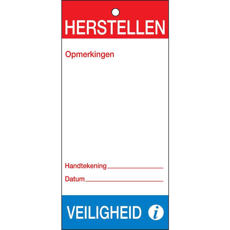 ETIKET - BRADY 230831 - HERSTELLEN BLAUW EN GROENOP WIT 75 MM X 160 MM (10 EA)