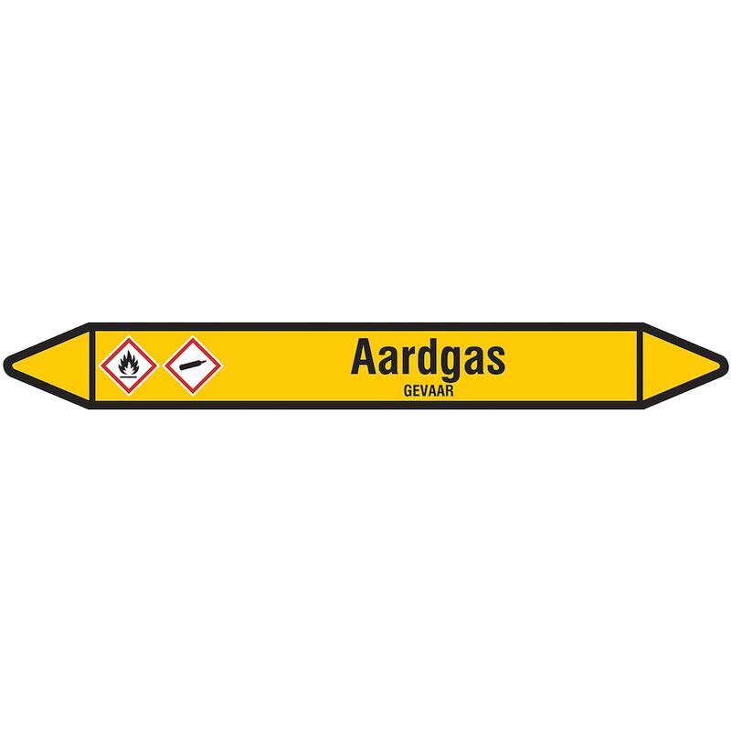 LEIDINGMERKER - BRADY N004040 - 'AARDGAS' ZWART OPGEEL 250X 26 MM (30 EA)