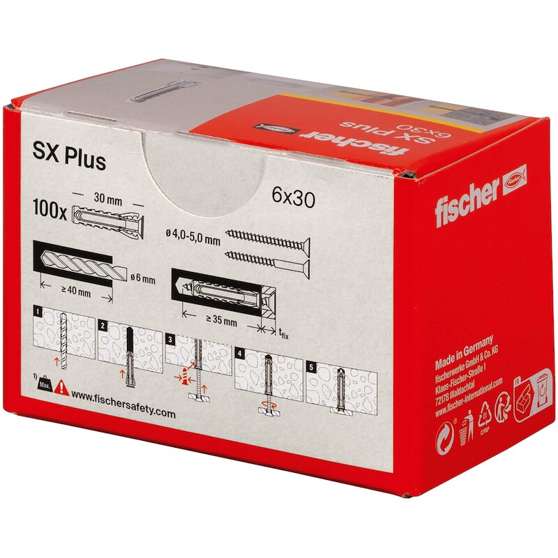 PLUG NYLON 4-VOUD.SPREIDING SX PLUS - 6X30 FISCHER