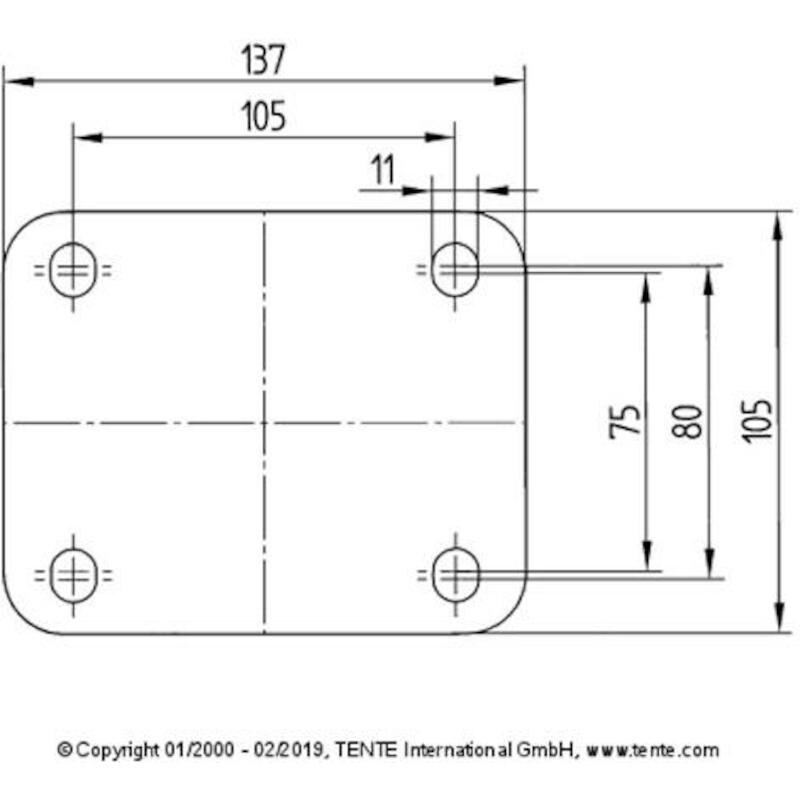 ROUE PP/CAOUTCH.PIV.205KG   3470-PVR-200-P63 TENTE
