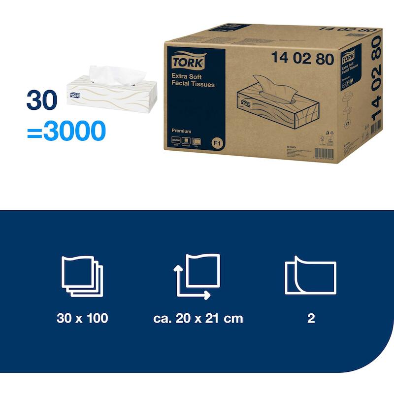PAPIER 2 LAAGS - TORK 140280 - ( 21 CM)