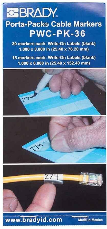 KABELMERKER - BRADY 035403 - 'BLANCO' WIT EN TRANSPARANT 25,4X (45 EA)
