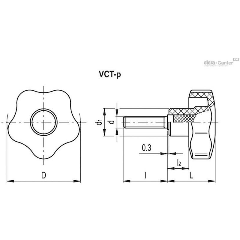 STERKNOP TECHNOPOL. ZWART   VCT.40 P-M10X20-C9 ELE