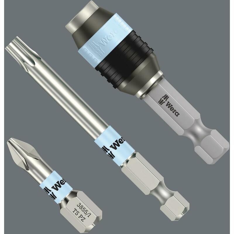 WERA 3816 R BITS-HANDHOUDER MET RAPIDAPTOR SNELWISSELHOUDER, RVS (1/4 duim x 119 mm)