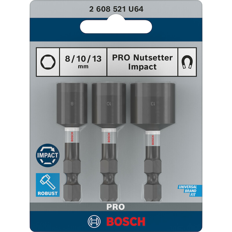 DOPSLEUTELSET PRO IMP. 1/4" 2608521U64 (3ST) BOSCH