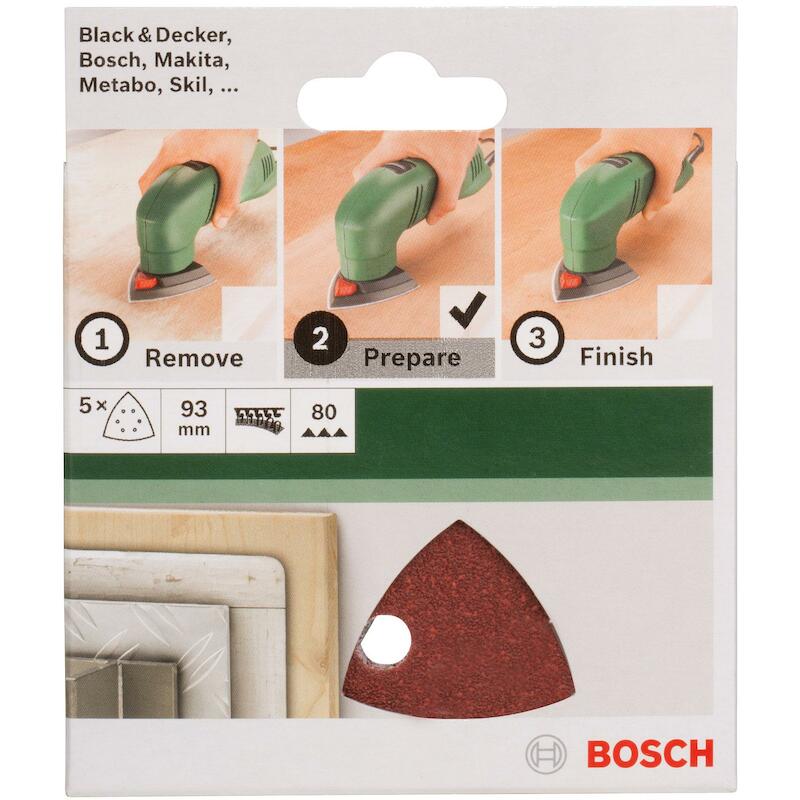 FEUILLE ABR.DELTA 93MM  6TR.2609256A50 P80(5PC)BOS