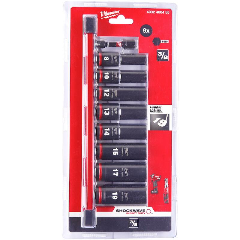 DOUILLES IMP. HEX 1/4"-3/8" 4932480455 (9PC) MILWA