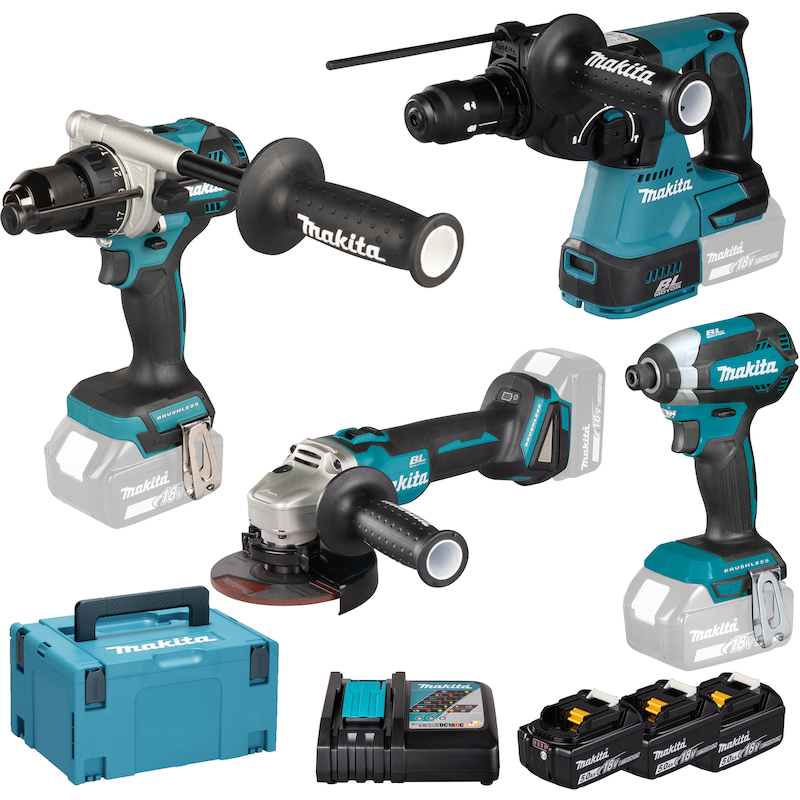 Makita - Cordless tool combo kit - DLX4193TJ - 18 V - lxt - 4-piece - 3x 5.0 Ah - Makpac - 08135192