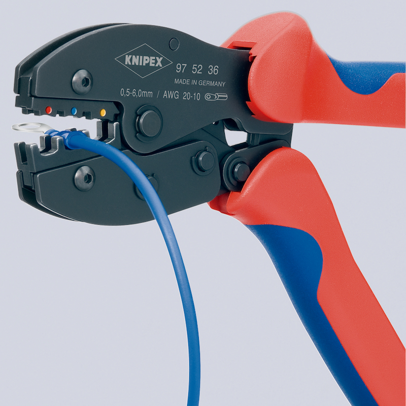 KNIPEX 975236 PRECIFORCE KRIMPTANG GEBRUINEERD METMEER-COMPONENTENGREPEN 220 MM