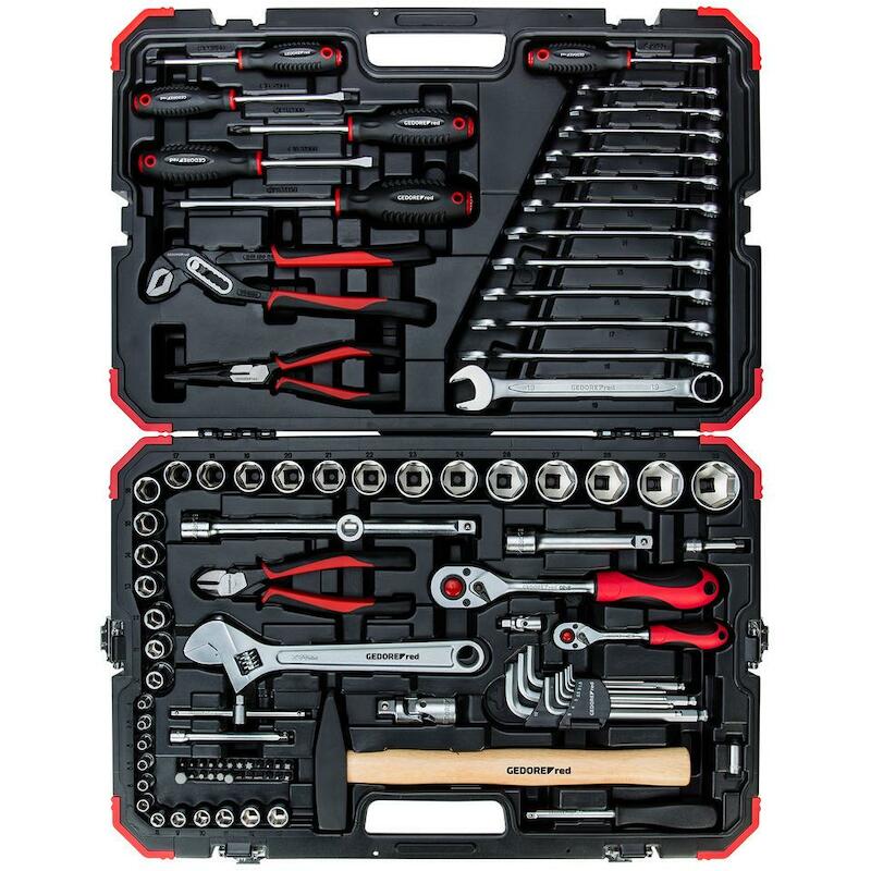 RATEL+HANDDOPPEN 1/4"+1/2"  R4600(100ST)GEDORE RED