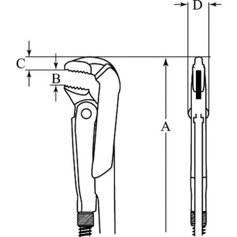 Bahco - Clé serre-tubes - dow 175-3 - ergo - 90° - modèle suédois - capacité 103 mm - 3" - 630 mm - 02229530