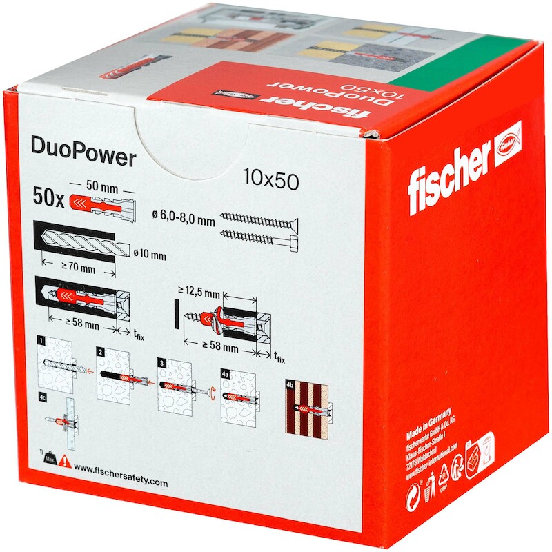 Fischer - Cheville universelle - DuoPower 10X50 - ø 10 x 50 mm - nylon - 50 pièces - 03297797