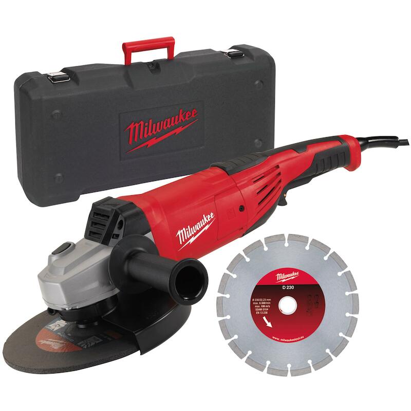 Milwaukee - Haakse slijper - ag 22-230 D-SET/DMS - 2200 w - ø 230 mm - M14 - In koffer - 02839845