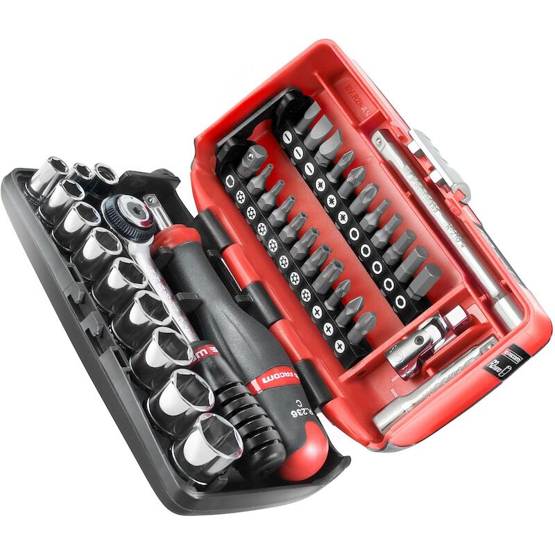 Facom - R2NANOPB - coffret de douilles - 1/4" - 6 pans - métrique - avec cliquet R.161 - 38 pièces - 03172360