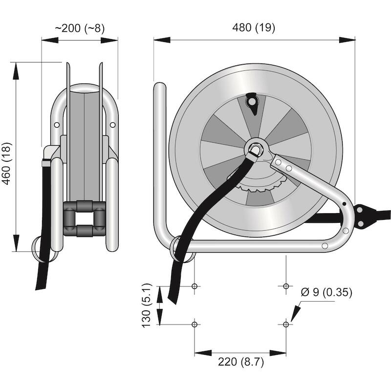 ENROULEUR AIR/EAU L=15M     893 - 10MM    NEDERMAN