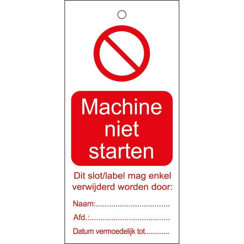 ÉTIQ. 225216 TAG-MACHINE NIET STARTEN-160*7 (10PC)