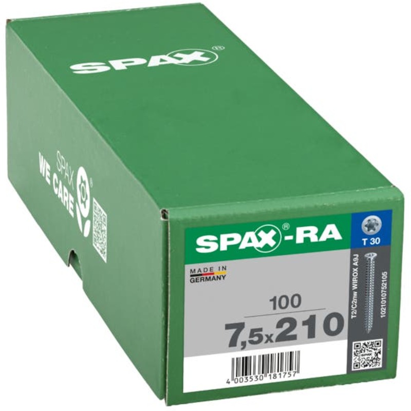 RAAMANKER 7,5X210 T30 ZN    SPAX-RA PLATKOP   SPAX