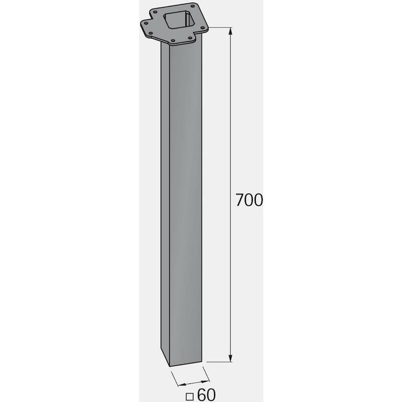 HETTICH 9078541 TAFELPOOT INOX 60X60MM H700MM /SET