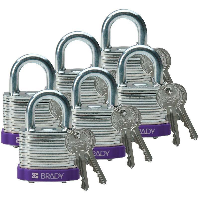 STEEL PADLOCK 44MM SHA KD PURPLE/6    BRADY   6ST