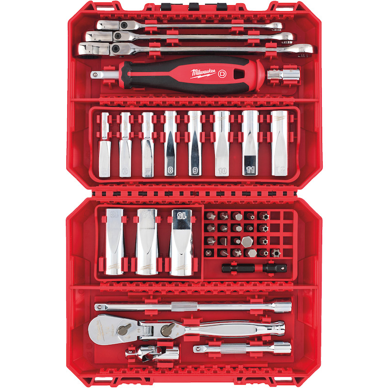 Milwaukee - Socket and ratchet set - 1/4" - Four Flat - Packout-ready - 42 pieces - 4932498382 - 08119217