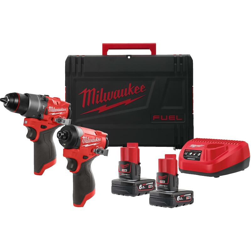 Milwaukee - Cordless tool set - M12 FPP2A2-602X - M12 FPD2 + M12 FID2 - 12 V - 2x 6.0 Ah - hd Box - 08083257