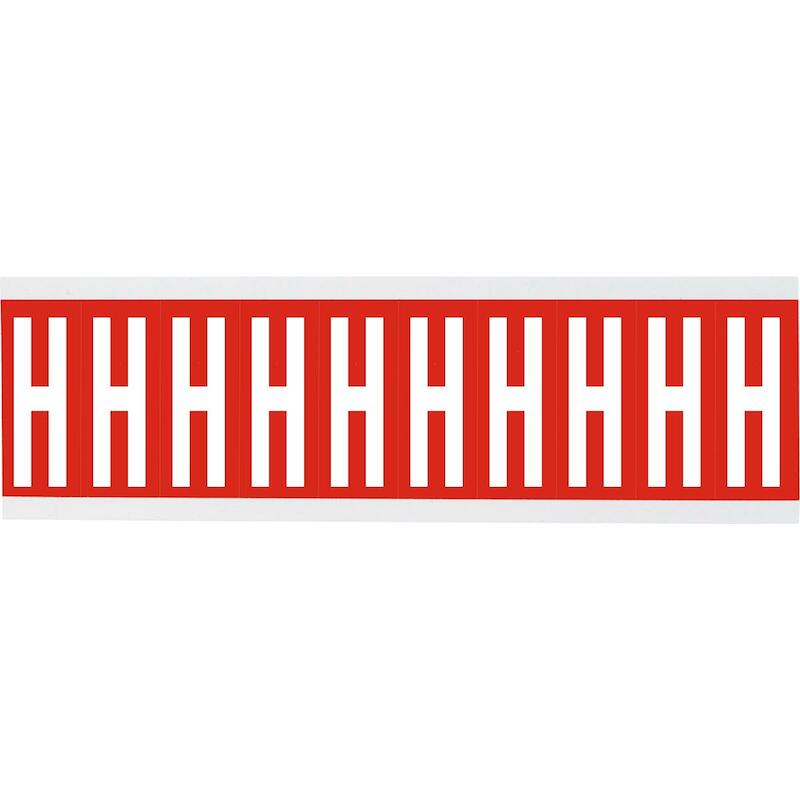 LETTER - BRADY 912118 - 'H' WIT OP ROOD 22X38 MM (250 EA)