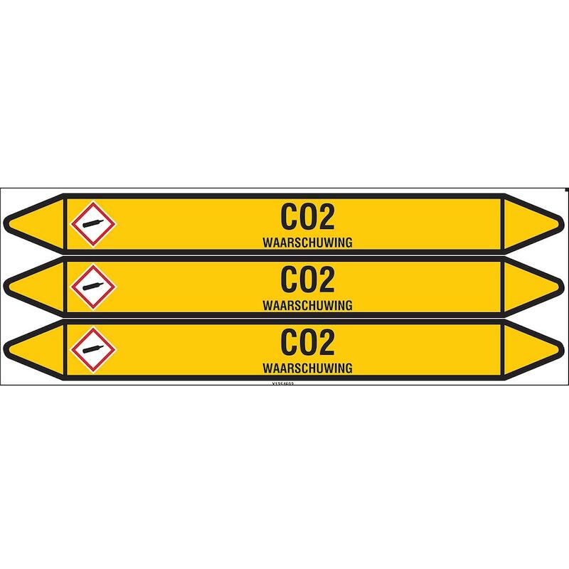 LEIDINGMERKER - BRADY N004172 - 'CO2' ZWART OP GEEL 355X 37 MM (3 EA)