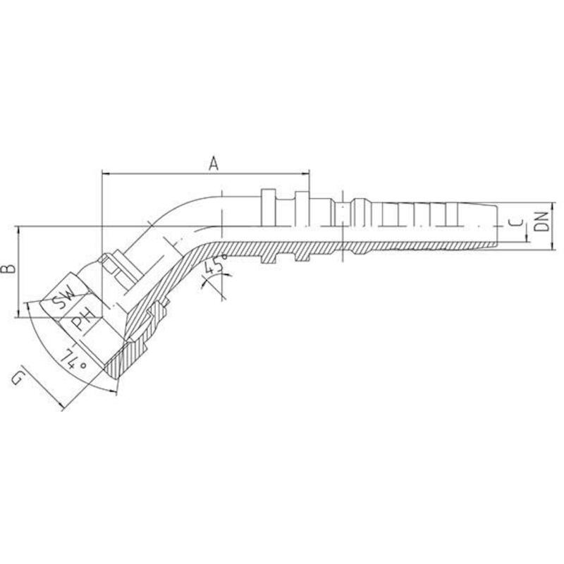 PERSKOPPELING 45°           I-DKJ-1 5/16"-45°-DNPH
