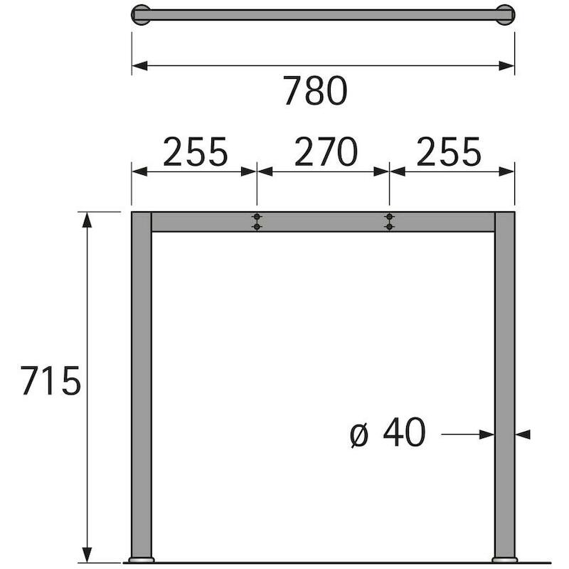 HETTICH 045976 2-VOET ONDERSTEL ROND ALUMINIUM
