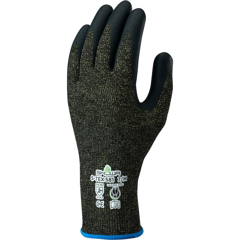 Showa - Snijbestendige handschoen - s-tex 581 - Nitrilcoating - en 388: 2016 - Maat 7/M - Grijs/zwart - 02808859
