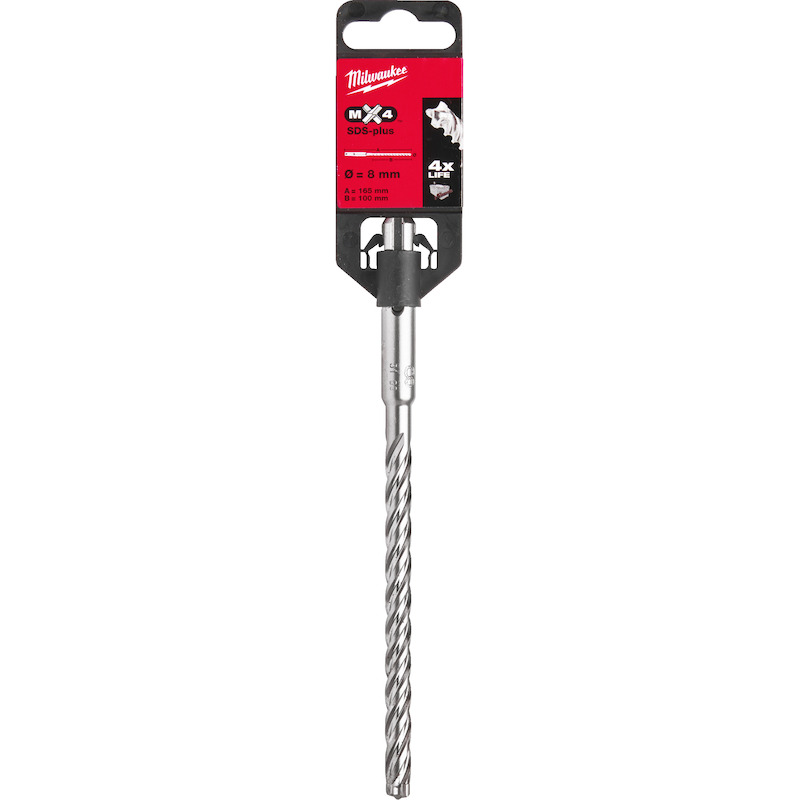 Milwaukee - Hamerboor - SDS-Plus MX4 - 4 snijkanten - ø 8 mm - 100/165 mm - 02879465