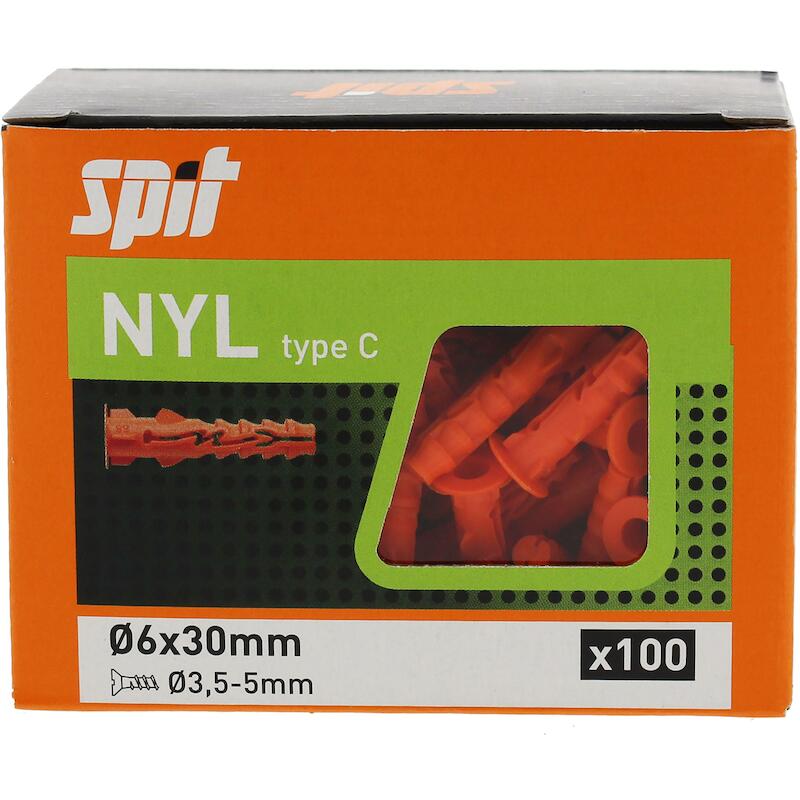 NYLONPLUG 6X30 MET KRAAG    NYL        057080 SPIT