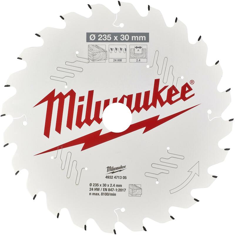 CIRKELZAAGBLAD 235MM   HOUT 4932471305 24T MILWAUK