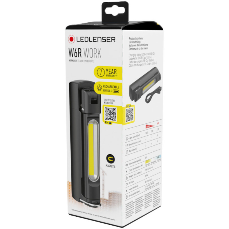 Ledlenser - rechargeable led work light - W6R Work - 500 lm - IP54 - with magnet - 03295095