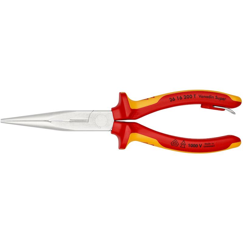 KNIPEX 2616200 PLATSPITSE TANG MET ZIJSNIJDER VERCHROOMD 200 MM