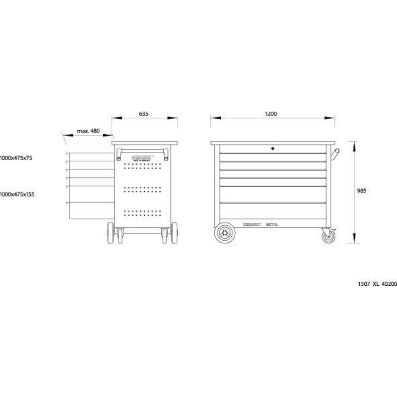 WERKBANK VERRIJDB.6L.(LEEG) 1507 XL 40200   GEDORE