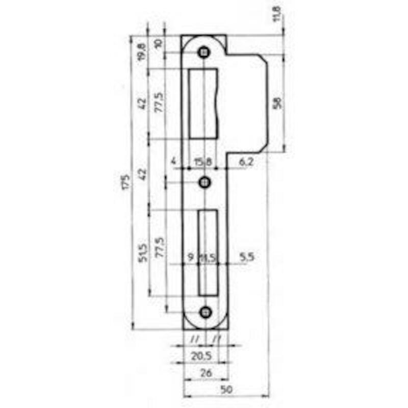 SLUITPLAAT LINKS AFG.INOX   PA050-27L BB/WC/PZ(C1)