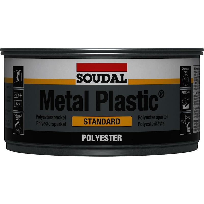 Soudal - Polyester body filler - Metal Plastic Standard - grey - 250 g - 11940174