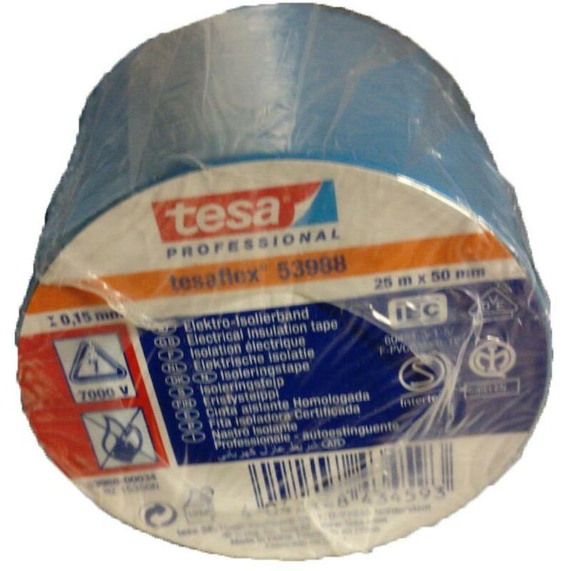 ISOLATIEBAND - TESA 53988 TESAFLEX - BLAUW 19 MM X20 M